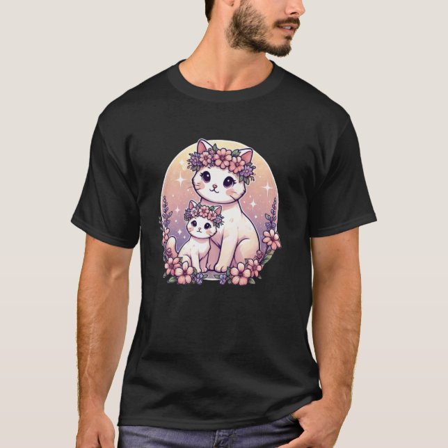 Cat Mom Flower Kitten T-Shirt (Front)