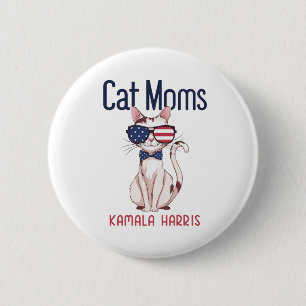 Cat Mom for Kamala Harris 2024 Button