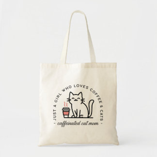 Cat mom funny coffee lovers aesthetic tote bag