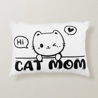 cat mom funny cute black gift lover Accent Pillow