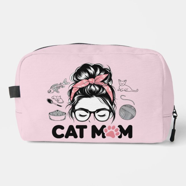 "Cat Mom" Funny Cute Cat Lover Women Dopp Kit (Front)