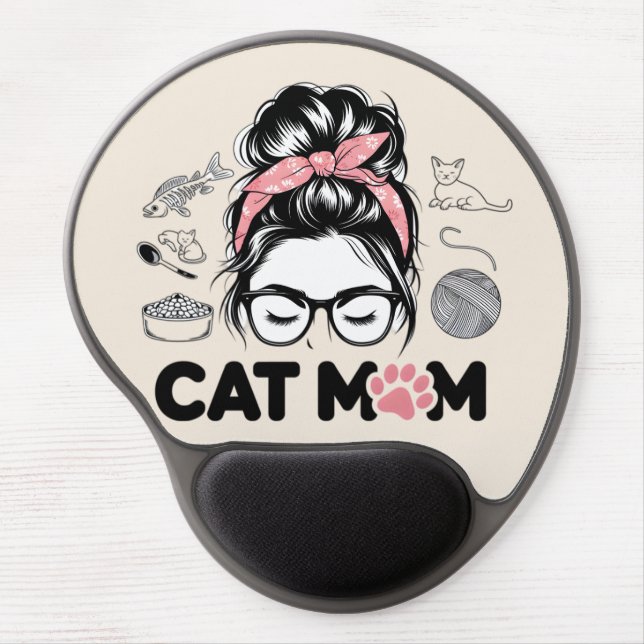 "Cat Mom" Funny Cute Cat Lover Women Gel Mouse Pad (Front)