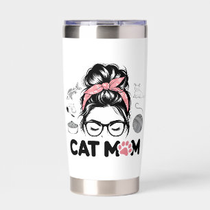 "Cat Mom" Funny Cute Cat Lover Women Insulated Tumbler