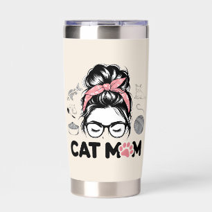 "Cat Mom" Funny Cute Cat Lover Women Insulated Tumbler