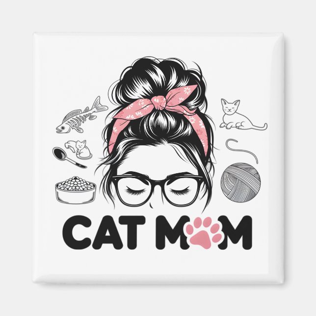"Cat Mom" Funny Cute Cat Lover Women Magnet (Front)