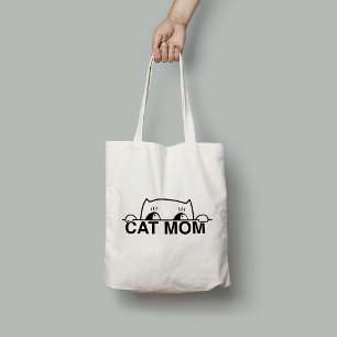 Cat Mom Funny Modern Typography Minimalist Tote Bag