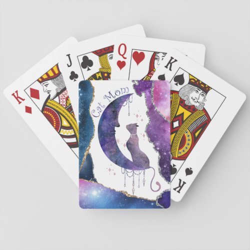 Cat Mom Galaxy Paint  Tote Bag Poker Cards
