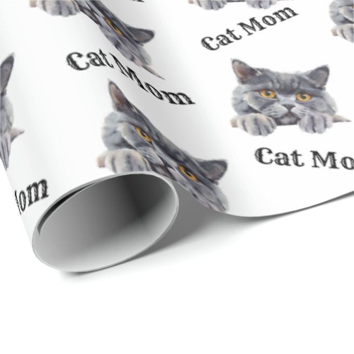 Cat Mom Gift Wrap British Shorthair Wrapping Paper