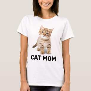 CAT MOM GINGER KITTEN LADIES T-SHIRTS