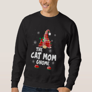 Cat Mom Gnome Buffalo Plaid Matching Family Christ Sweatshirt