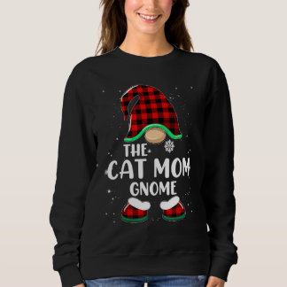 Cat Mom Gnome Buffalo Plaid Matching Family Christ Sweatshirt