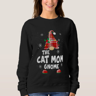 Cat Mom Gnome Buffalo Plaid Matching Family Christ Sweatshirt