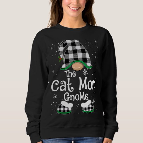 Cat Mom Gnome Buffalo Plaid Matching Family Christ Sweatshirt