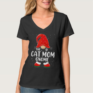 Cat Mom Gnome Buffalo Plaid Matching Family Christ T-Shirt