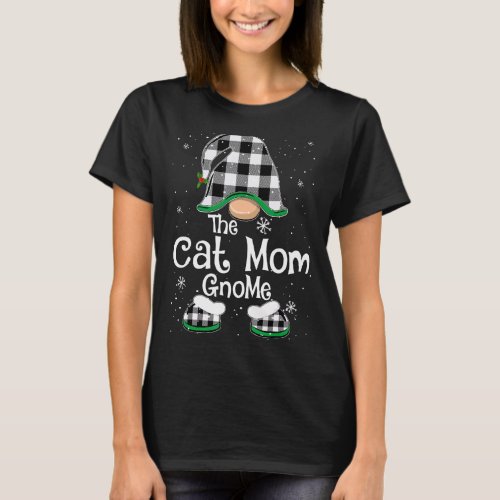 Cat Mom Gnome Buffalo Plaid Matching Family Christ T_Shirt