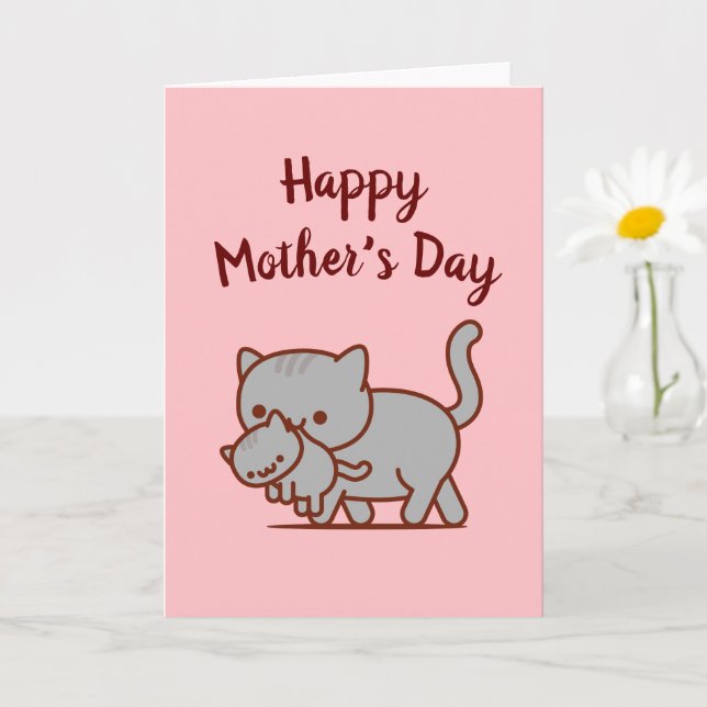Cat Mom Greeting Card: Happy Mother's Day Card (Small Plant)