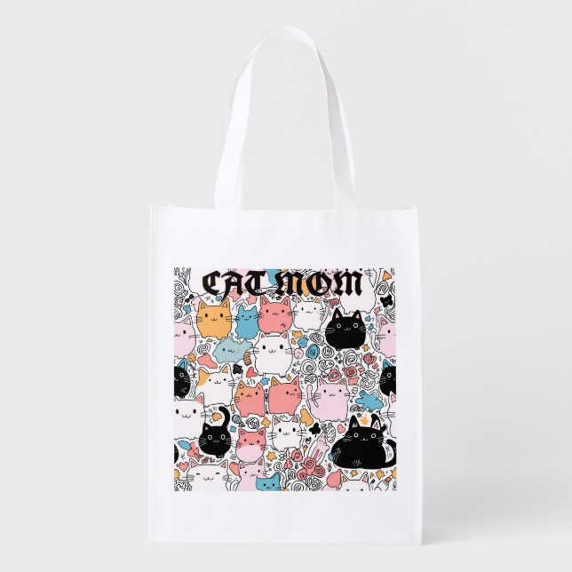cat mom grocery bag (Front)
