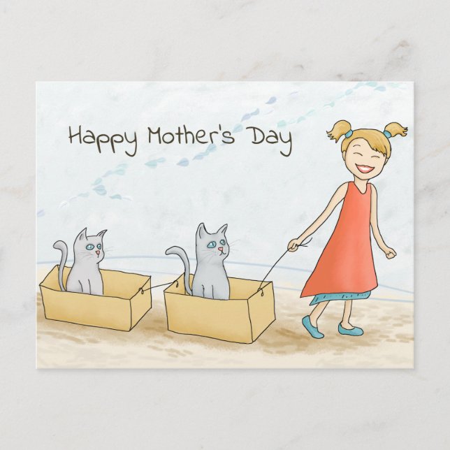Cat Mom Happy Mother's Day Postcard (Front)