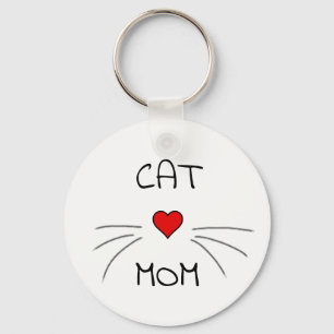 Cat Mom Heart and Whiskers Keychain