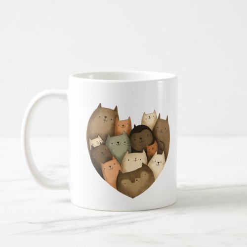 Cat Mom Heart  Coffee Mug