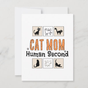 Cat Mom Human Second Funny Cat Mom Identity Note Card