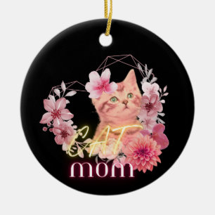 Cat mom humour - funny quote women's ceramic ornament