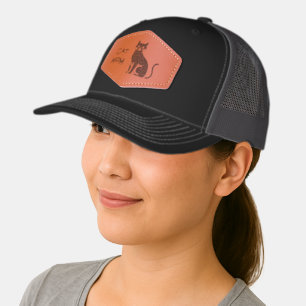 Cat Mom Leather Patch Hat