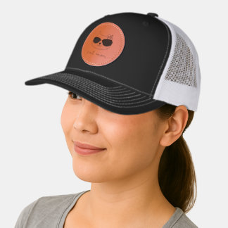 Cat mom leather patch hat