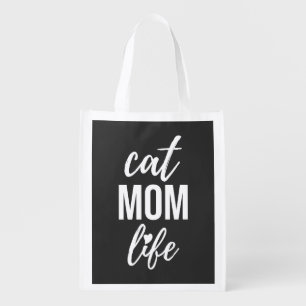 Cat Mom Life – Cute Minimalist Cat Lover Gift Grocery Bag