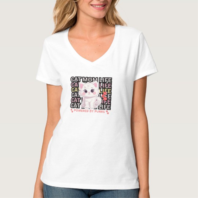 Cat Mom Life funny T-Shirt (Front)