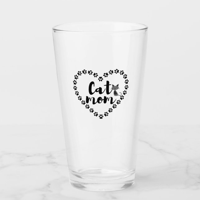 Cat Mom [light tone] Stainless Steel Water Bottle Glass (Front)