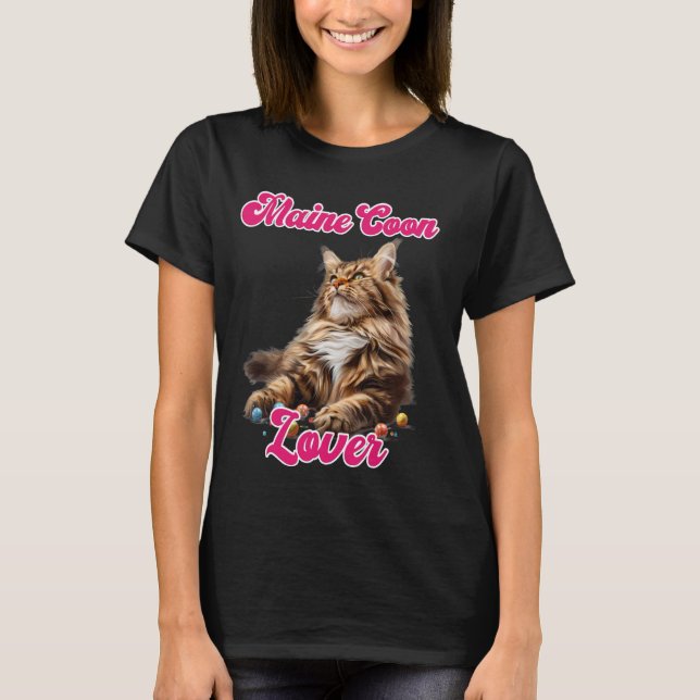 Cat Mom MAINE COON LOVER Maine Coon Owner T-Shirt (Front)