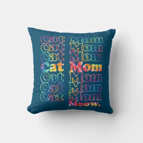 Cat Mom Meow Vintage Inspired Trendy Streetwear Throw Pillow