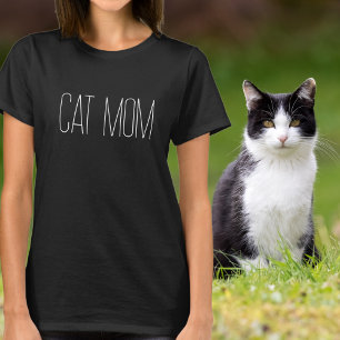 Cat Mom Minimalist White Typography T-Shirt