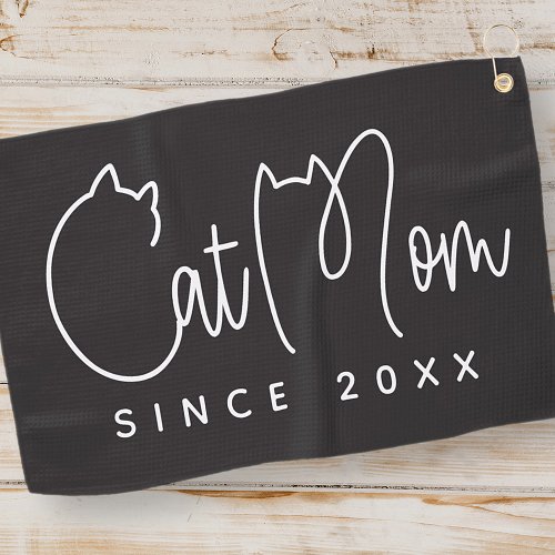 Cat Mom Modern Chic Playful and Fun Typography Golf Towel