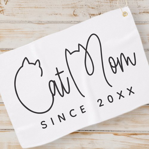 Cat Mom Modern Chic Playful and Fun Typography Golf Towel