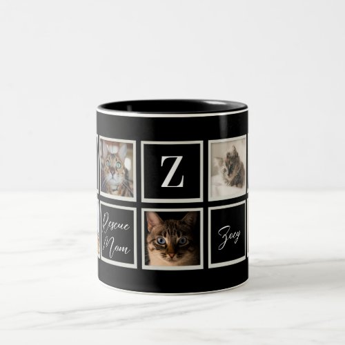 Cat Mom Monogram and Photo Collage Two_Tone Coffee Mug