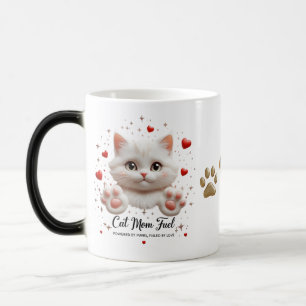 Cat Mom Morphing Mug –Cute White Kitten with Heart