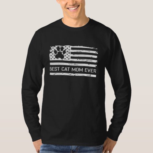 Cat Mom  Mother Day Cat Mom American Flag T_Shirt