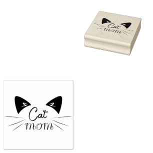 Cat Mom Mother Lover Mom Kitty Cute Funny Meow     Rubber Stamp