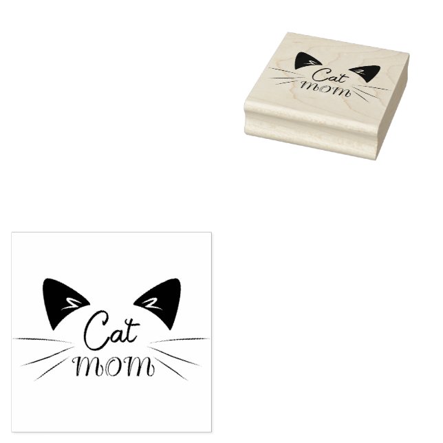 Cat Mom Mother Lover Mom Kitty Cute Funny Meow     Rubber Stamp (Stamped)