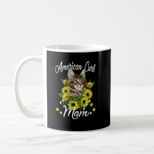 Cat Mom Mother S Day Sunflower American Curl Mom  Coffee Mug