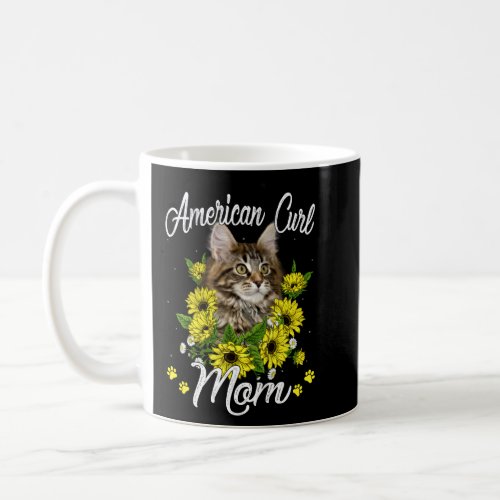 Cat Mom Mother S Day Sunflower American Curl Mom  Coffee Mug