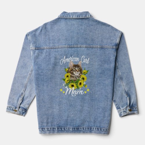 Cat Mom Mother S Day Sunflower American Curl Mom  Denim Jacket