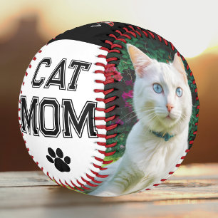 Cat Mom Mother's Day 2 Photos Monogram Custom Baseball