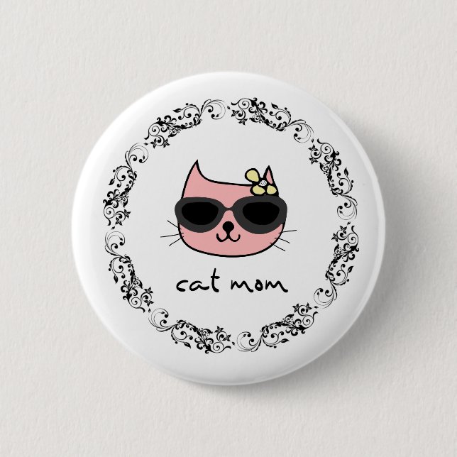 Cat Mom Mother's Day Button (Front)
