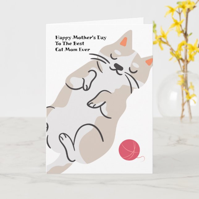 Cat Mom Mother's Day Card (Yellow Flower)