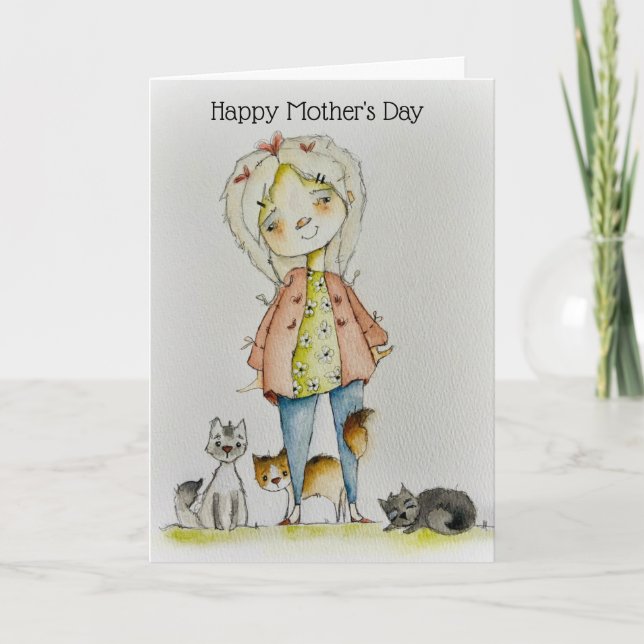 Cat Mom Mother's Day Card (Front)