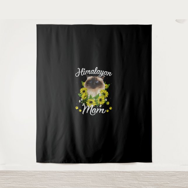 Cat Mom Mother's Day Gifts Sunflower Himalayan Mom Tapestry (Front)