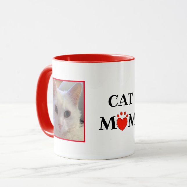 Cat Mom Mother's Day Personalized Photos Mug (Front Left)
